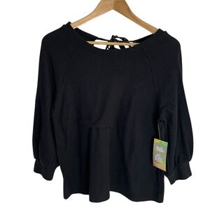 NEW Tresics Luxe Black Women's Sweater with Tie Back Size Medium dark romance